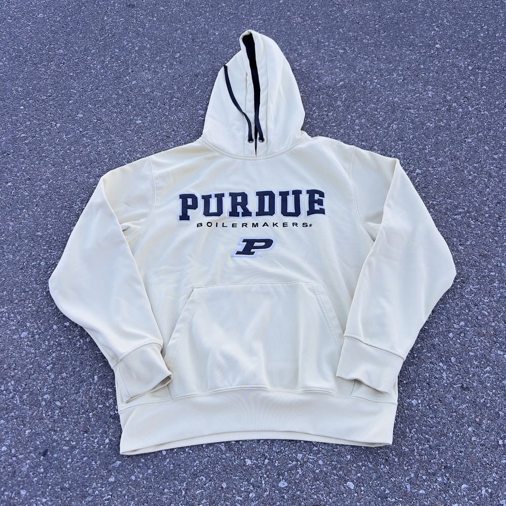 Purdue Boilermakers Sweatshirt Hoodie Mens Large Yellow NCAA Colosseum Athletics